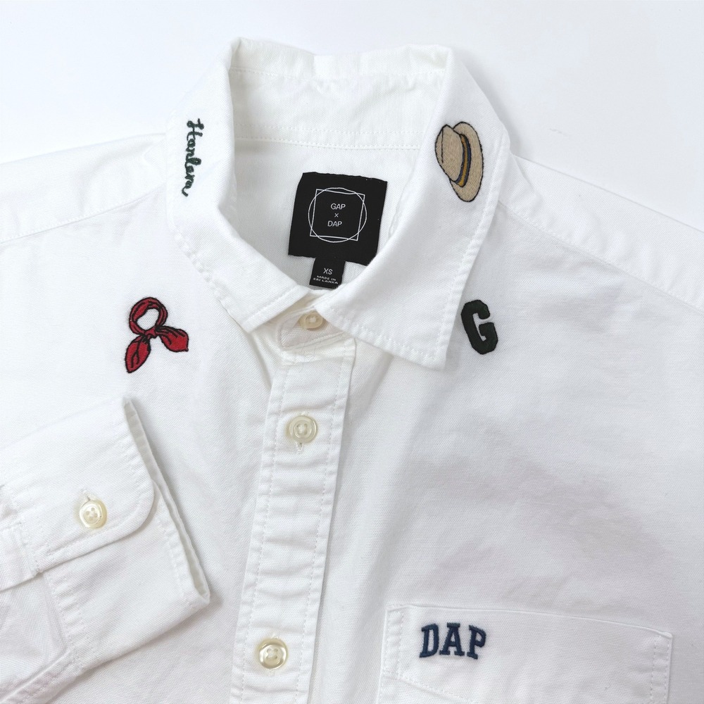 Gap x Dapper Dan Mens XS White Embroidered Oxford Button Down Shirt S/413831-00